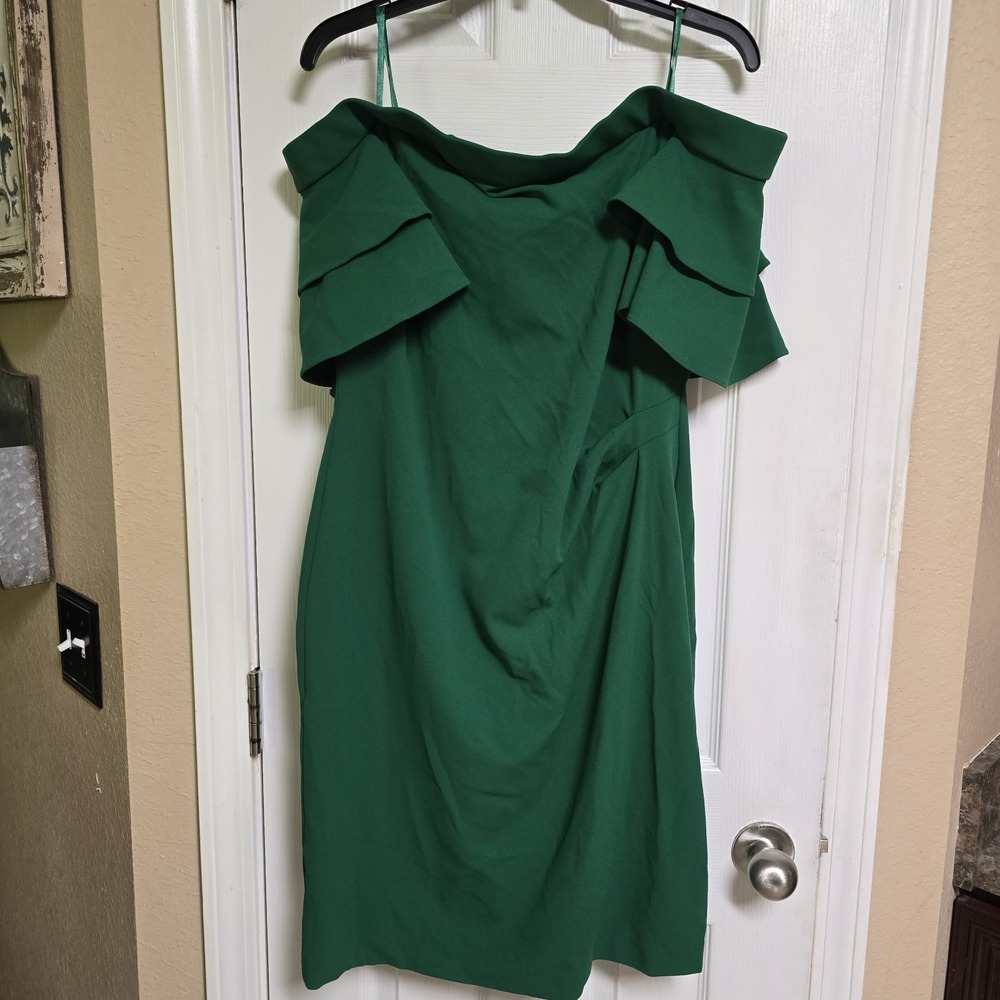 Lauren Ralph Lauren‎ Tiered Shoulder Dress Green Size 14